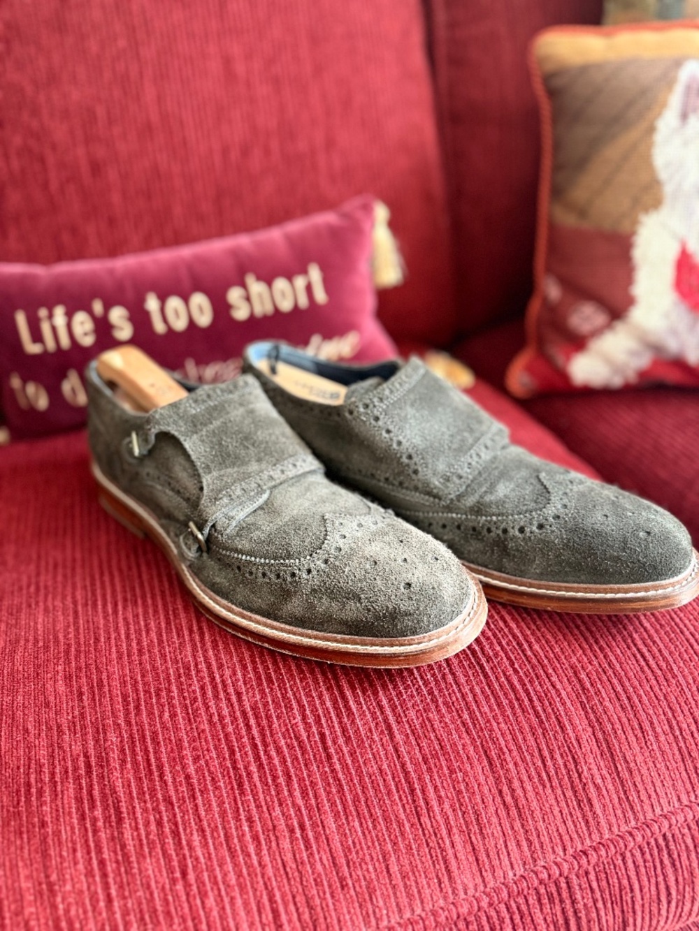 Cole. Haan Suede Monk Strap Shoes